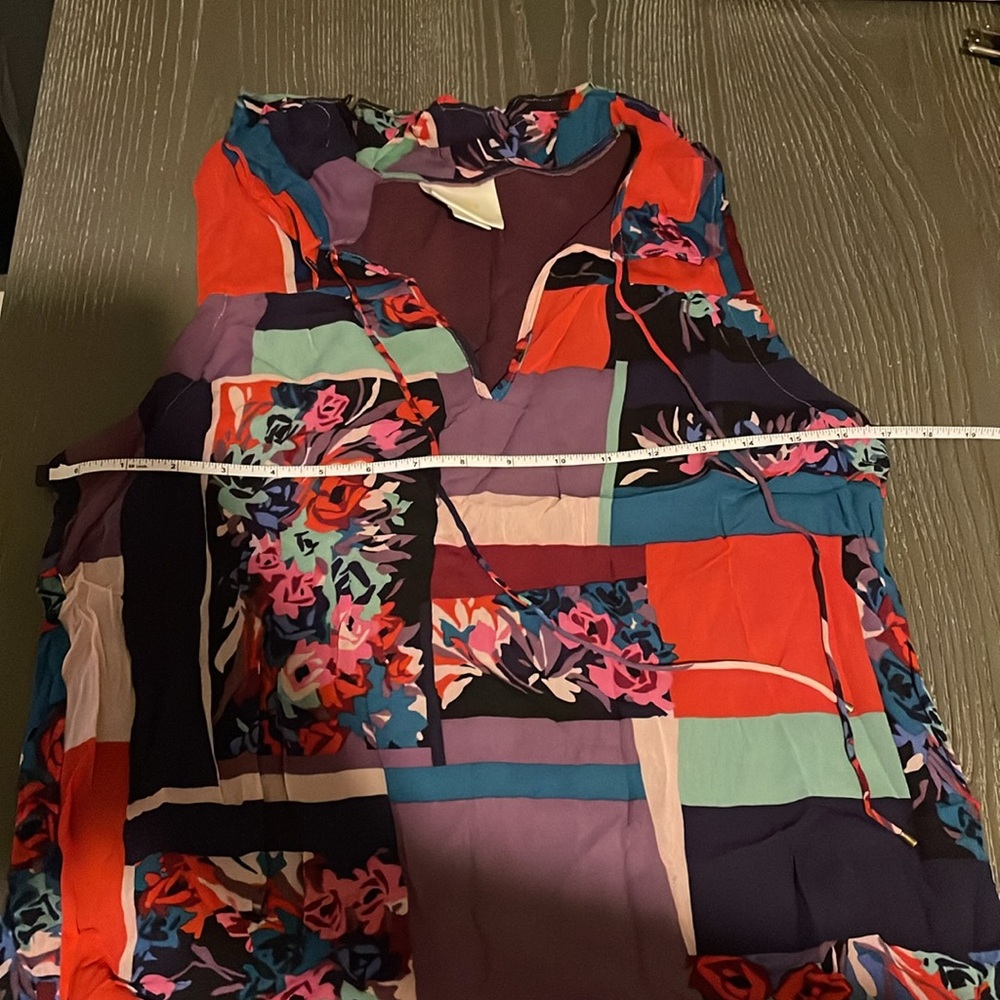 Maeve by Anthropologie sleeveless multicolor floral ruffle collar top - Picture 10 of 12